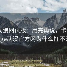age动漫网页版：用完再说，卡不卡，age动漫官方网为什么打不开