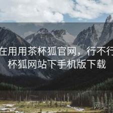 最近在用用茶杯狐官网，行不行，茶杯狐网站下手机版下载